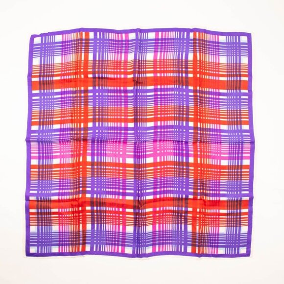 Red Pink Purple Plaid Retro Scarf Vintage Accessories - Picture 1 of 4